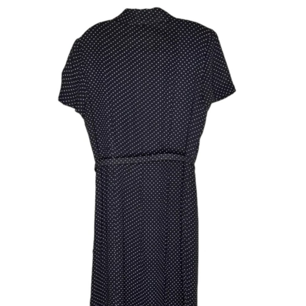 Brooks Brothers Dotted Belted Button Up Shirtwaist Dress - Navy/White - 14P - Picture 6 of 10